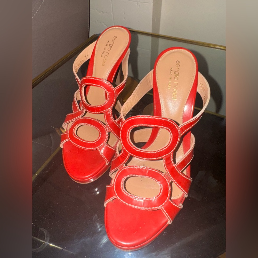 Sergio Rossi Red leather high heel sandals #glamour
Size 6